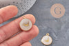 Pendentif rond motif hirondelle acier 304 inoxydable doré 16mm, x1 (G11104)