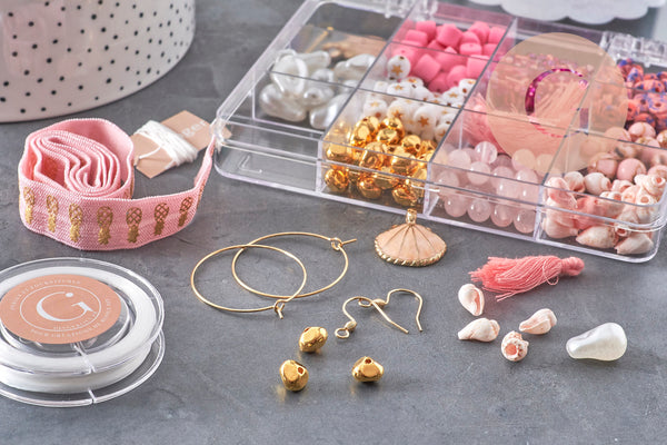Kit Nacre & Coquillage rose, Coffrets et kits de perles pour la création de bijoux fantaisie DIY, x1 (G11105)