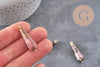 Pendentif goutte rhodonite naturelle laiton & acier doré 38mm, x1 (G11122)