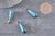 Pendentif goutte agate naturelle bleu acier inoxydable platine 28mm, x1 (G11117)