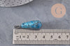 Pendentif goutte agate naturelle bleu acier inoxydable platine 28mm, x1 (G11117)