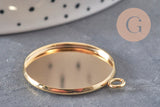 Pendentif rond support pour cabochon 25mm acier inoxydable doré, x1 (G11124)