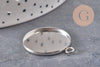 Pendentifs Supports cabochons ronds acier 304 inoxydable platine 25mm, x5 (G11126)