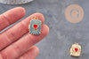 Pendentif locket rectangle cœur porte-photo laiton doré 18K émaillé 26mm, x1 (G11146)
