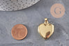 Pendentif locket cœur porte-photo laiton doré 18K 20.5mm, x1 (G11157)