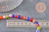 Perles rondelle verre millefiori artisanal 9mm, x1 fil de 40cm (G11113)