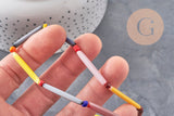 Perles tube verre millefiori artisanal 28mm, x1 fil de 40cm (G11114)