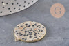 Pendentif rond jaspe dalmatien naturel laiton doré 32mm, x1 (G11123)