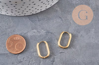 Boucles ovales créoles interchangeable acier 304 inoxydable doré IP 19mm, la paire (G11131)