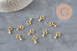 Dijes de llave de zamac dorado 15.5mm, x10 VÁLIDO