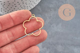 Gold-plated 304 Stainless Steel Flower Pendant, open back, 22.5mm, x1 VALID