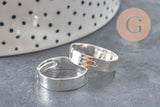 Adjustable customizable ring gold stainless steel 18mmx10mm, x2 (G6870)