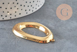 Hollow oval pendant, 304 stainless steel, gold textured, 58mm, x1 (G11268)