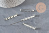 Platinum-plated flat iron pin brooch base 39.5mm, x5 (G11209)