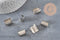 15mm crimp-end cord tips (round, iron, platinum), x10 VALID