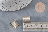 15mm crimp-end cord tips (round, iron, platinum), x10 VALID