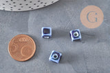 Cuentas cúbicas de cerámica azul rey de 8mm, x5 (G11239)