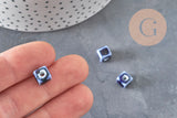 Cuentas cúbicas de cerámica azul rey de 8mm, x5 (G11239)
