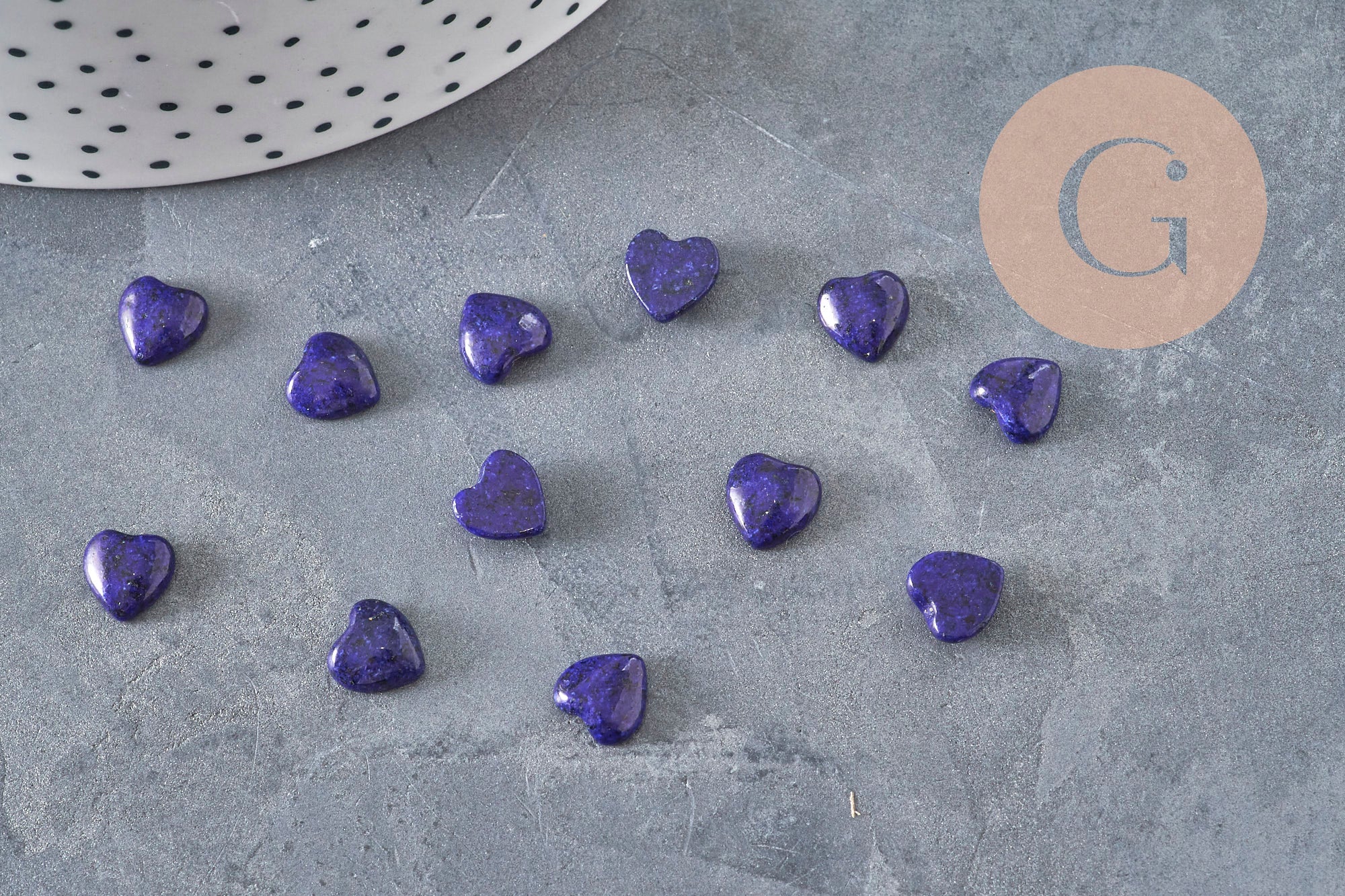 Cabujón corazón lapislázuli natural 8x8mm, x1 VÁLIDO