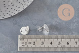 Clous-puces oreille disque texturé acier 304 inoxydable argent 1 trou 12mm, la paire (G11281)