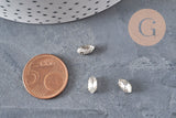 Cabochon navette cristal transparent serti en laiton platine 8x4mm, x10 (G11191)