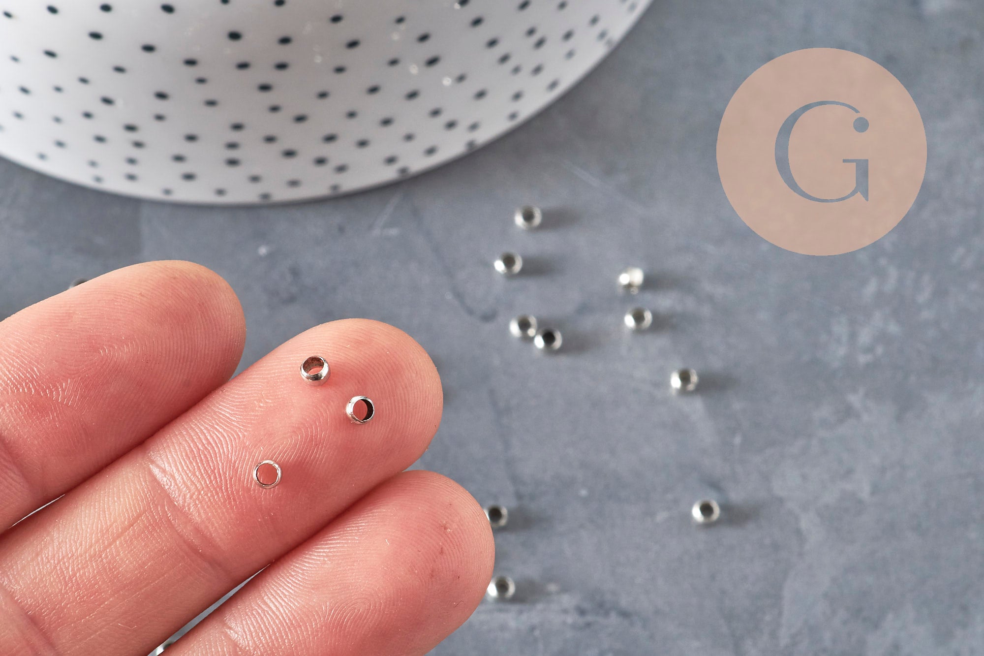 Crimp beads platinum-plated brass 3x2mm, x2 grams VALID