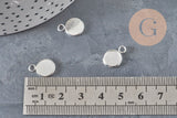 Pendentif rond support cabochon acier 201 inoxydable argenté 8mm, x1 (G11192)