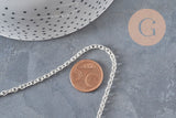 Collar cadena de eslabones forzados de acero inoxidable plateado 4mm/45.5cm + extensión, x1 VÁLIDO