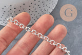 Pulsera de malla rolo de acero inoxidable 304 plateado de 6 mm, 19.1 cm, x1 VÁLIDO