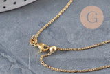Adjustable IP gold-plated 304 stainless steel curb chain necklace, 2mm/51cm, x1 VALID