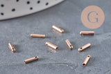 IP rose gold stainless steel cord ends 7x1.6mm, x10 VALID