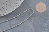 Chain, flat platinum stainless steel curb, 1.5x1.2mm, x1 meter VALID