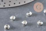 Cubrebolas para aplastar de latón plateado liso de 4mm, x20 VÁLIDO