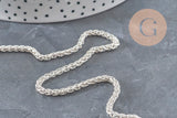 Silver-plated 304 stainless steel rope chain, 4.5mm, x1 meter VALID