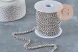 Cadena curva acero inoxidable 304 platinada 6.5mm, x1 metro VÁLIDO