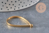 Golden 34mm 304 stainless steel open-back teardrop pendant, x1 VALID