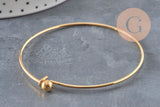 Smooth bangle bracelet with gold-plated 304 stainless steel ball 62mm, x1 VALID
