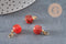 Natural carnelian cube charm, gilded brass 14.5mm, x1 VALID