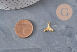 Textured mermaid tail pendant, 304 stainless steel, gold IP, 11mm, x1