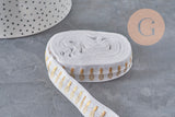 White and gold pineapple elastic ribbon 16mm, x1/5/10 Meter (G2155)