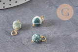 Nugget charm, natural green agate, 304 gold-plated stainless steel, 14mm, x1 VALID