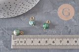 Nugget charm, natural green agate, 304 gold-plated stainless steel, 14mm, x1 VALID