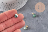 Nugget charm, natural green agate, 304 gold-plated stainless steel, 14mm, x1 VALID