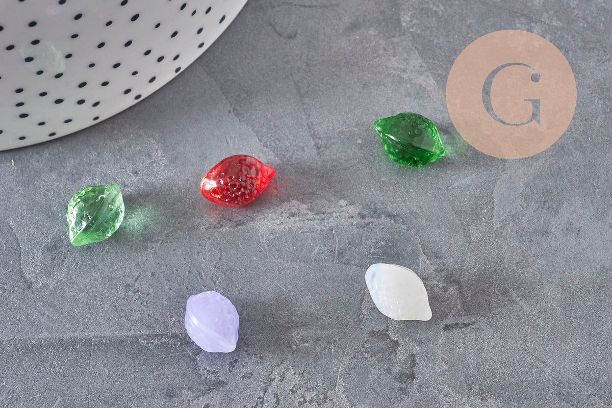 Glass Lemon Fruit Pendants 14mm, x5 VALID