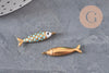 304 Stainless Steel Gold-Plated Turquoise Fish Pendant 25.5mm, x1 VALID