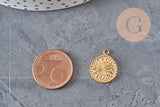 Flower medal pendant, IP gold plated 304 stainless steel 18.5mm, x1