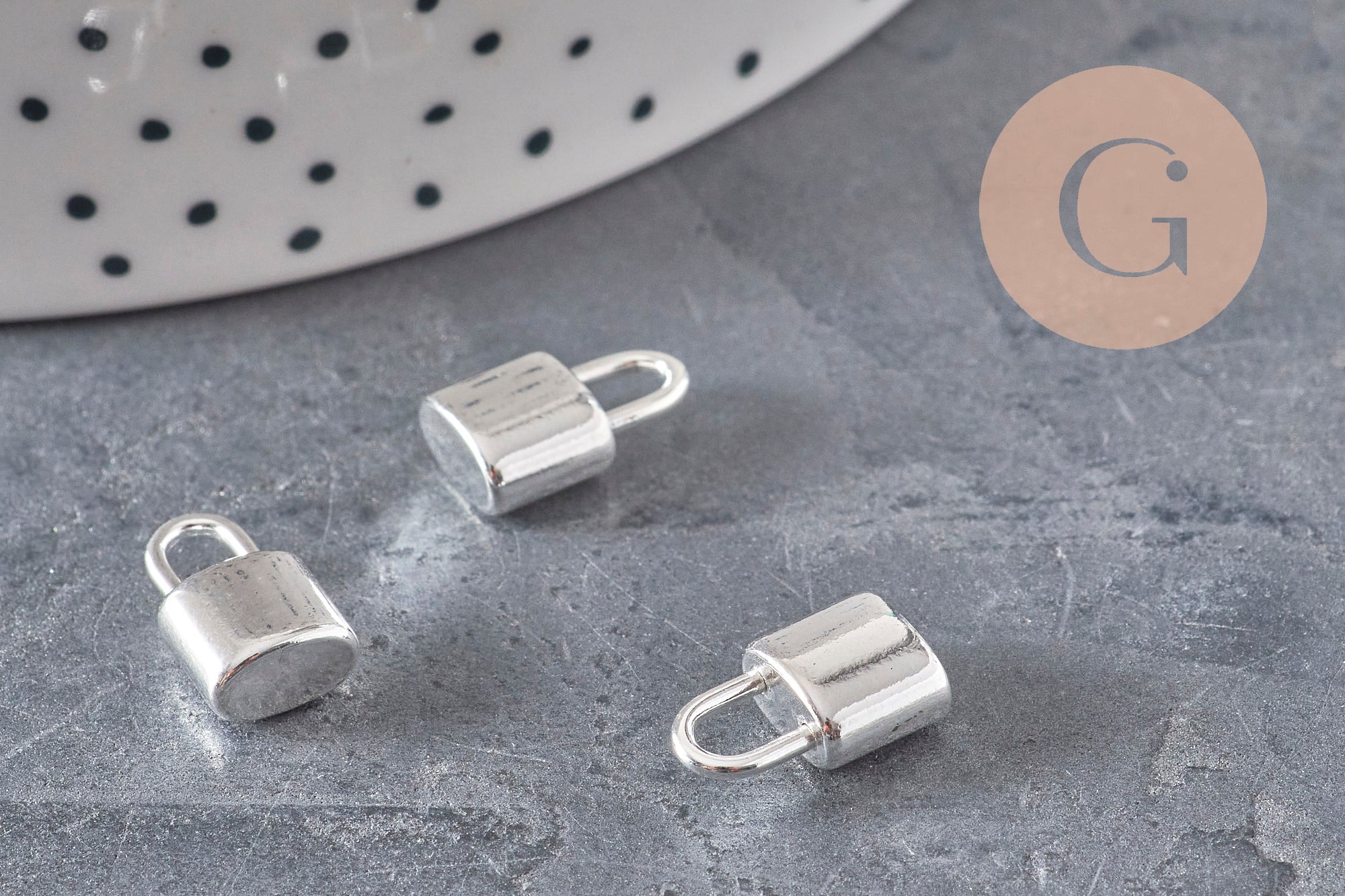 304 Stainless Steel Silver-Plated Padlock Charm 13.5mm, x1 VALID