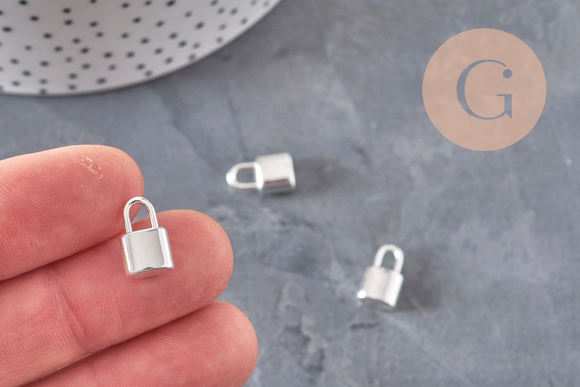 304 Stainless Steel Silver-Plated Padlock Charm 13.5mm, x1 VALID