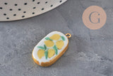 Pendentif ovale céramique acier inoxydable doré PVD 16mm, x1 (G11304) VALIDE-Breloques et pendentifs-Gingerlily Perles