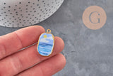 Pendentif ovale céramique acier inoxydable doré PVD 16mm, x1 (G11304) VALIDE-Breloques et pendentifs-Gingerlily Perles